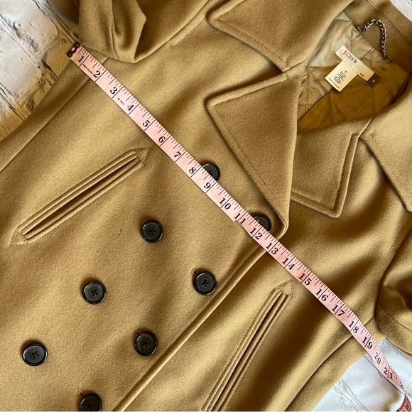 J. Crew Vintage Y2K Pea Coat Double Breasted Camel Neutral Wool Blend Medium - Picture 3 of 11